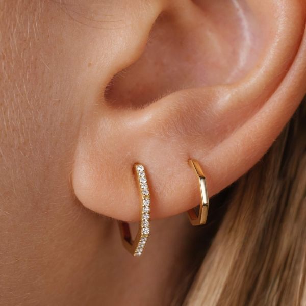 Boucles d'oreilles Lepage Octo petit modèle en or jaune