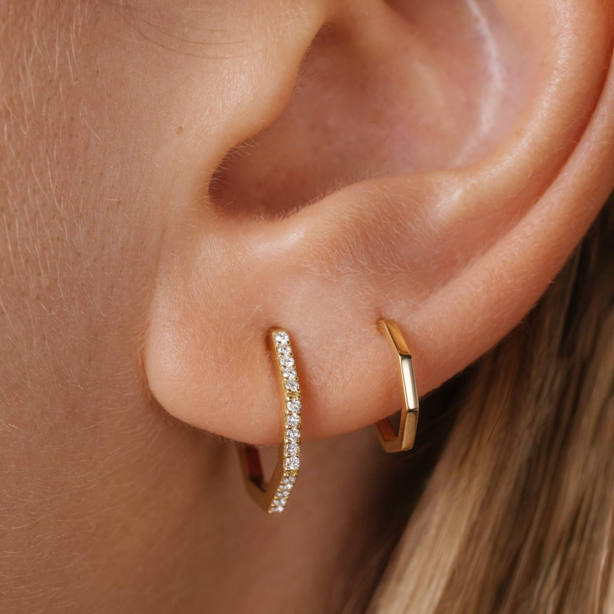 Boucles d'oreilles Lepage Octo petit modèle en or jaune