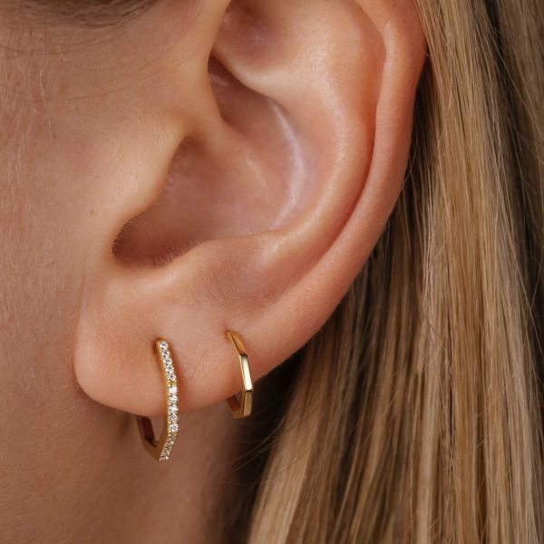 Boucles d'oreilles Lepage Octo petit modèle en or jaune