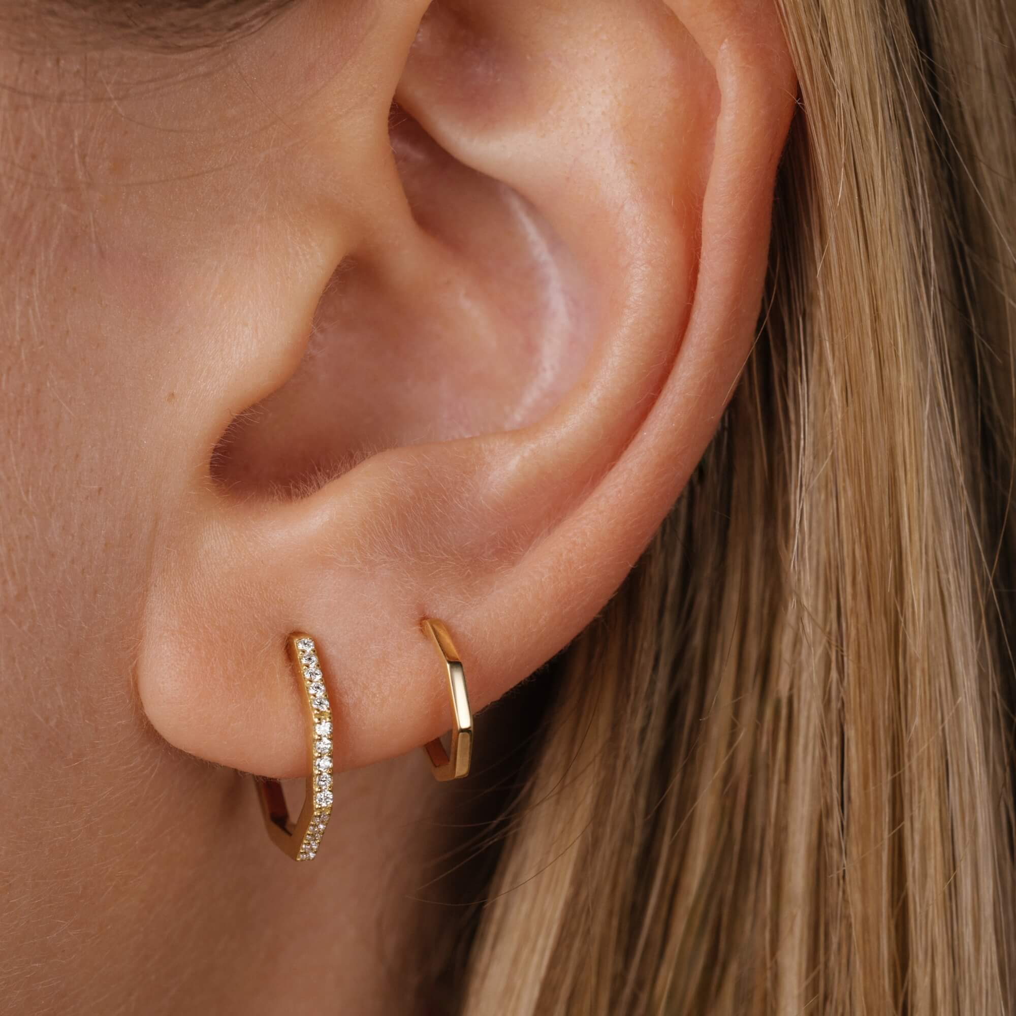 Boucles d'oreilles Lepage Octo petit modèle en or jaune