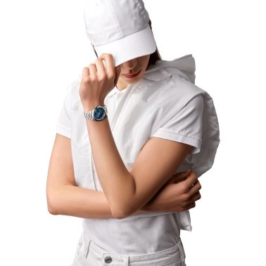 Montre Longines Conquest 2023 automatique index diamants cadran bleu bracelet acier 34 mm L3.430.4.97.6