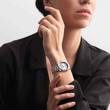 Longines Conquest 2023 automatic watch silver dial steel bracelet 34 mm