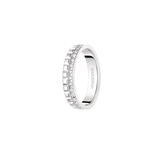 Boucheron Quatre Radiant Edition Clou de Paris wedding ring in white gold and diamonds