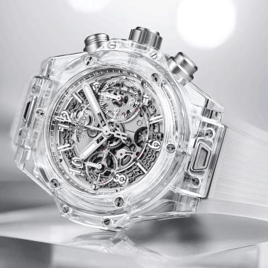 Hublot Big Bang Unico Sapphire watch skeleton dial white rubber bracelet 42 mm