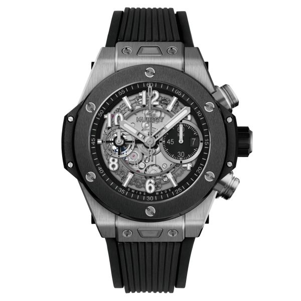 Hublot Big Bang Unico Titanium Ceramic automatic watch skeleton dial black rubber strap 44 mm