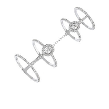 Bague Messika Glam'Azone double Pavée en or blanc et diamants