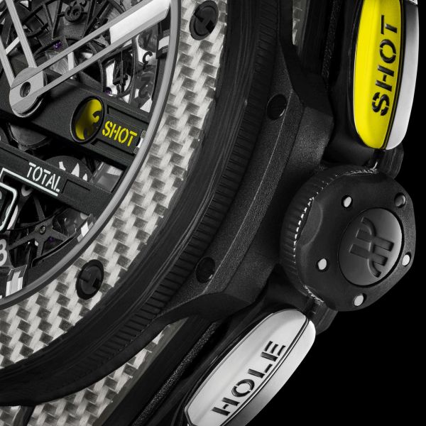 Montre Hublot Big Bang Unico Golf automatique cadran squelette bracelet caoutchouc noir et cuir blanc 45 mm 416.YS.1120.VR