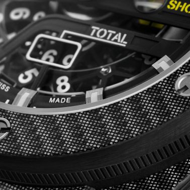 Montre Hublot Big Bang Unico Golf Black Carbon automatique cadran squelette bracelet caoutchouc noir et cuir blanc 45 mm 416.YT.