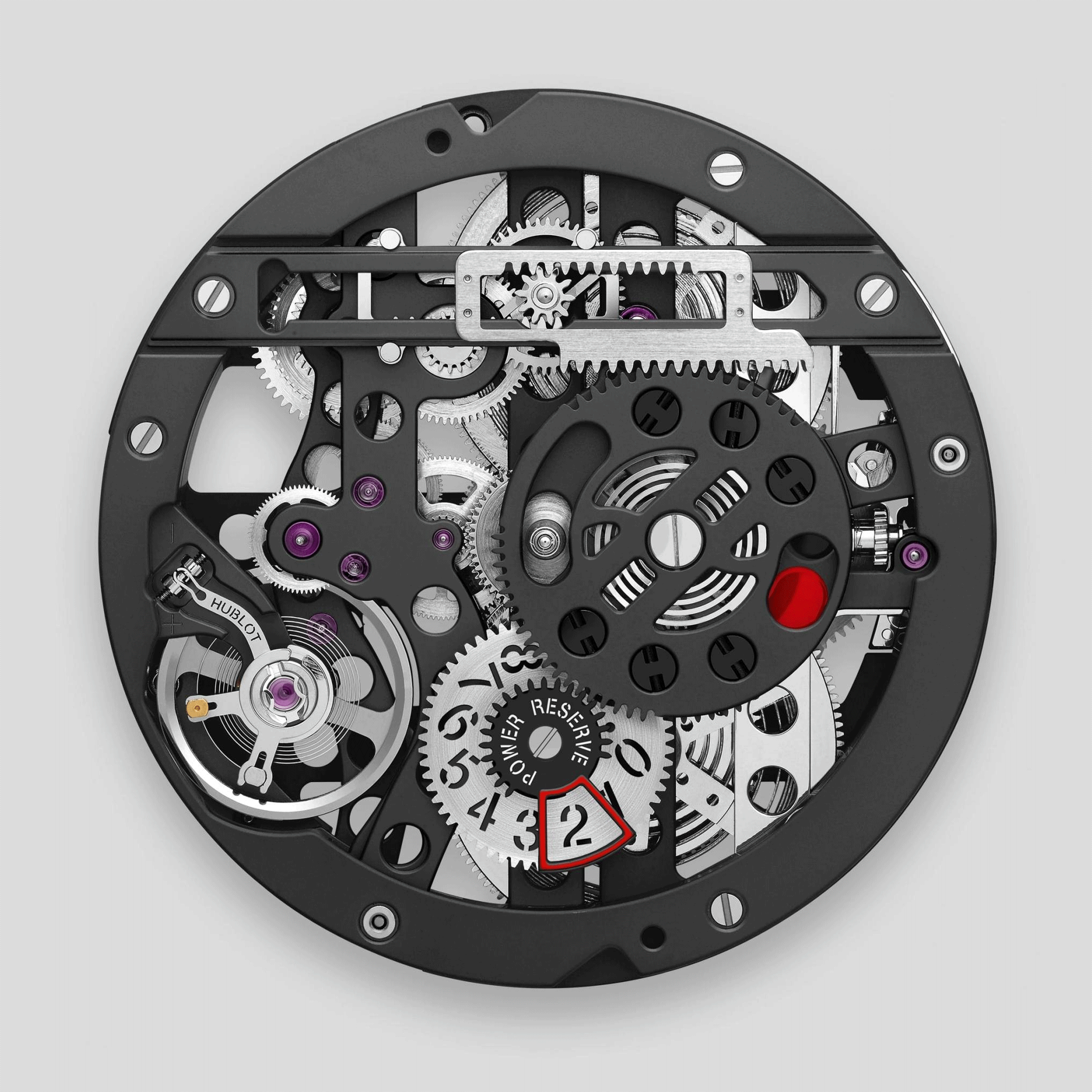Montre Hublot Big Bang Meca-10 Titanium mécanique cadran squelette bracelet caoutchouc noir 45 mm 414.NI.1123.RX