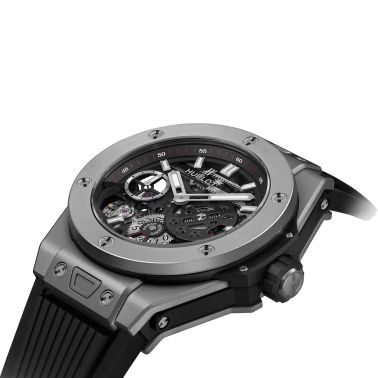 Montre Hublot Big Bang Meca-10 Titanium mécanique cadran squelette bracelet caoutchouc noir 45 mm 414.NI.1123.RX