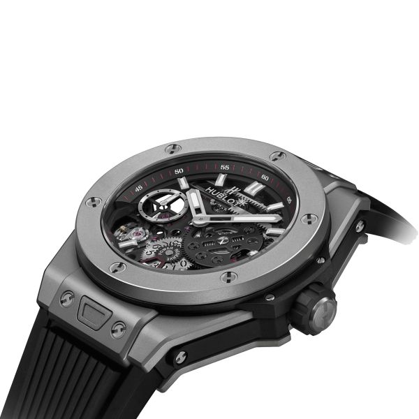Montre Hublot Big Bang Meca-10 Titanium mécanique cadran squelette bracelet caoutchouc noir 45 mm 414.NI.1123.RX