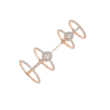 Bague Messika Glam'Azone double Pavée en or rose et diamants