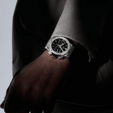 Hublot Classic Fusion Chronograph Titanium automatic watch black dial black rubber strap 45 mm