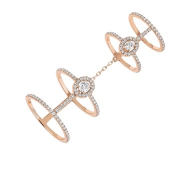 Bague Messika Glam'Azone double Pavée en or rose et diamants