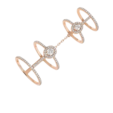 Bague Messika Glam'Azone double Pavée en or rose et diamants