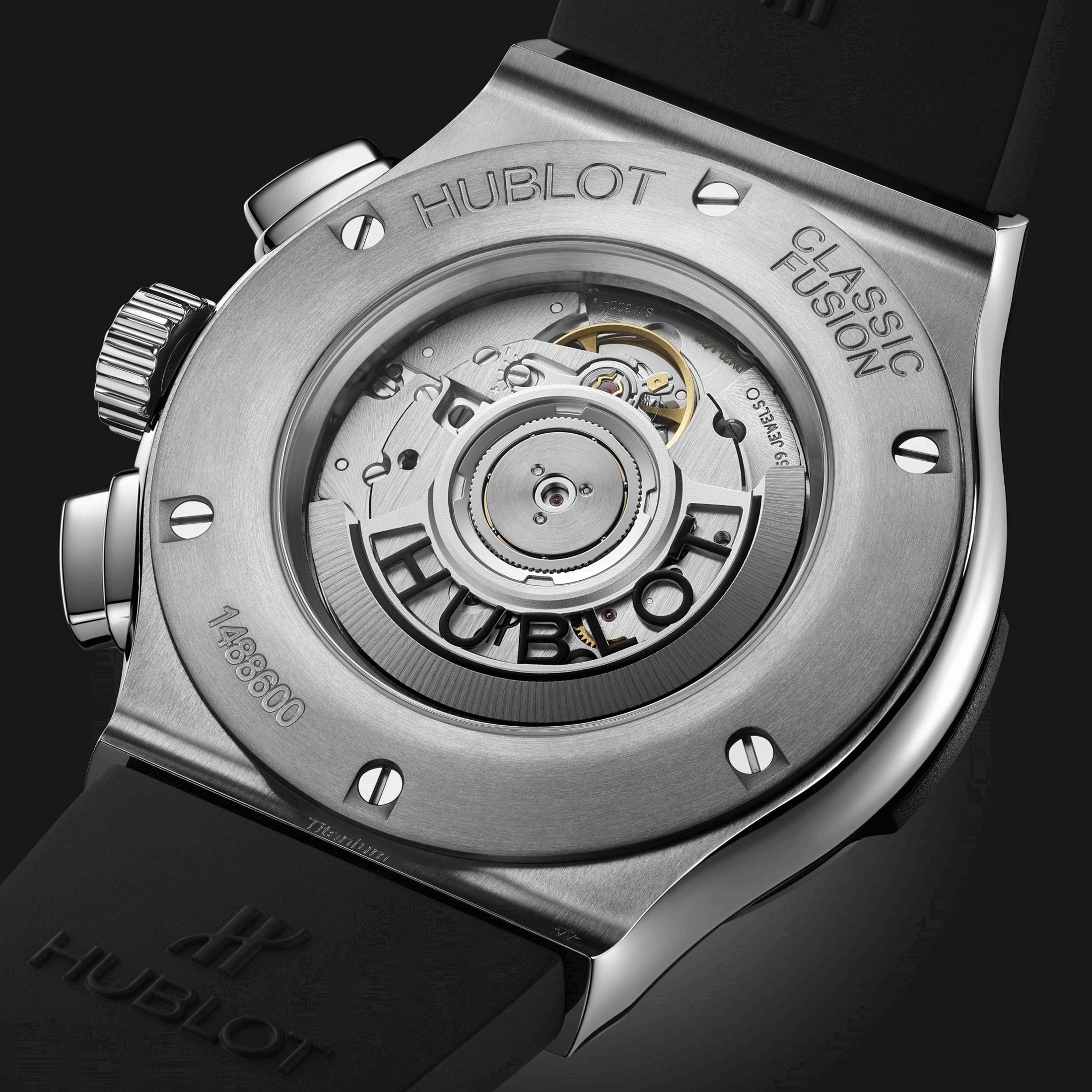 Montre Hublot Classic Fusion Chronograph Titanium automatique cadran noir bracelet caoutchouc noir 45 mm 521.NX.1171.RX