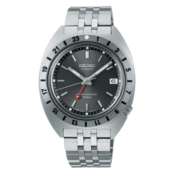 Montre Seiko Prospex "Navigator Timer" Land Series GMT automatique cadran gris bracelet acier 38,5 mm