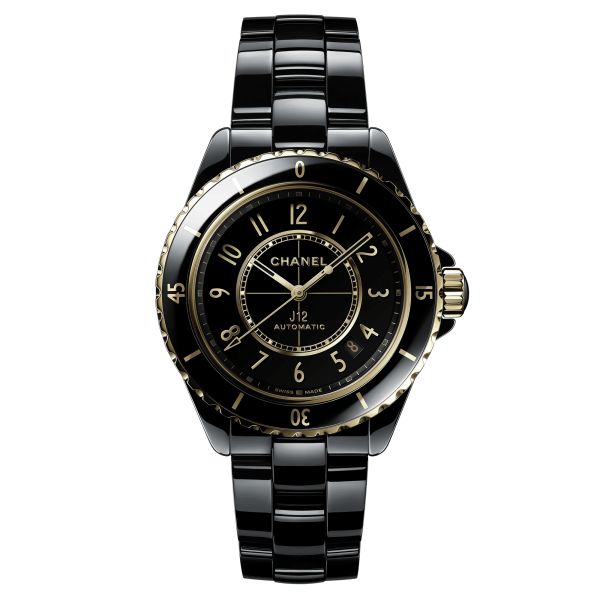CHANEL J12 Calibre 12.1 Yellow gold automatic watch black dial black high resistance ceramic bracelet 38 mm H9541