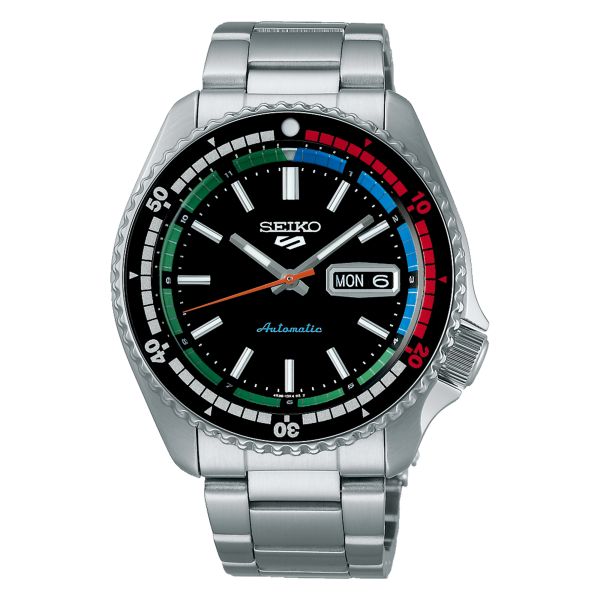 Montre Seiko 5 Sports "Regatta Timer" automatique cadran noir bracelet acier 42,5 mm
