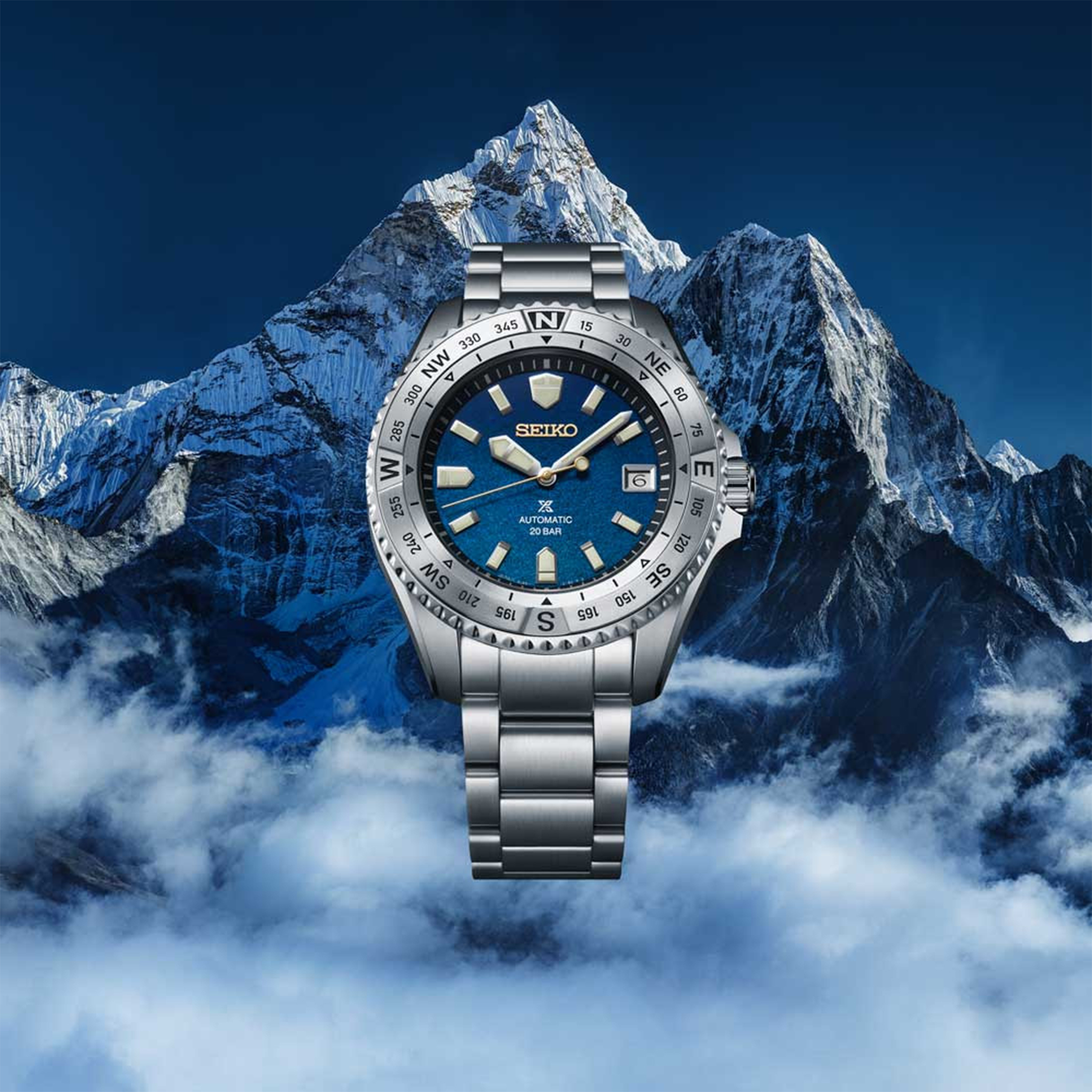 Montre Seiko Prospex Landmaster 30ème anniversaire automatique cadran bleu bracelet titane 44 mm