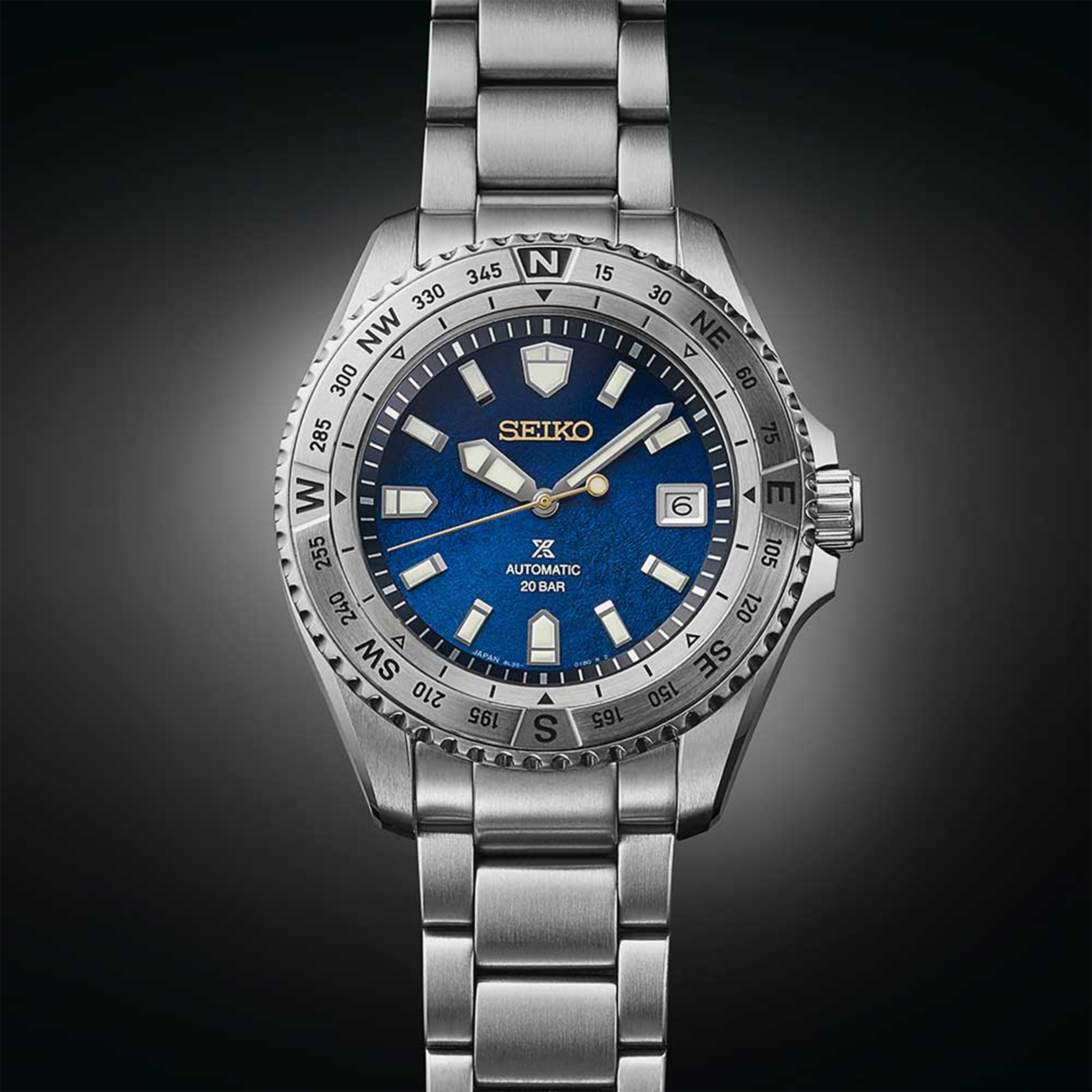 Montre Seiko Prospex Landmaster 30ème anniversaire automatique cadran bleu bracelet titane 44 mm