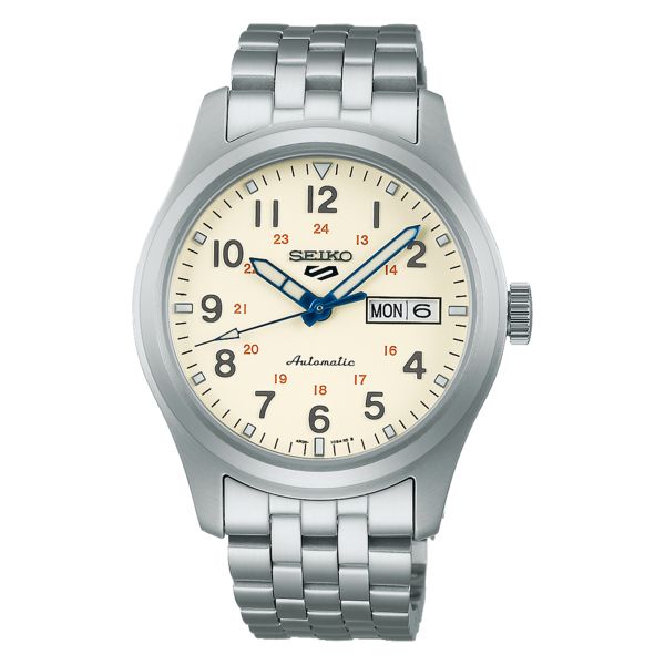 Montre Seiko 5 Sports "Laurel" automatique cadran crème bracelet acier 39 mm