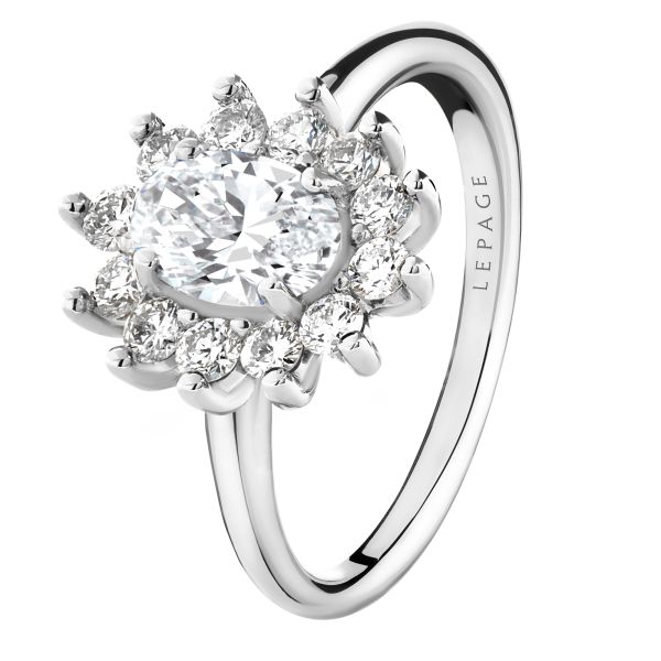 Daisy ring in white gold and diamonds LEPAGE