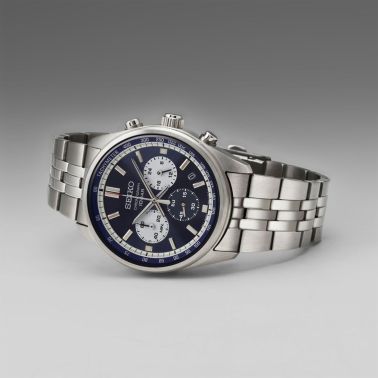 Seiko Sport Chronograph quartz blue dial stainless steel bracelet 41,5 mm