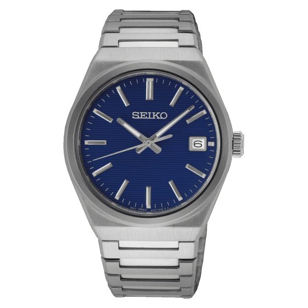 Montre Seiko Classique quartz cadran bleu bracelet acier 38,5 mm