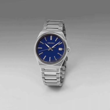 Montre Seiko Classique quartz cadran bleu bracelet acier 38,5 mm