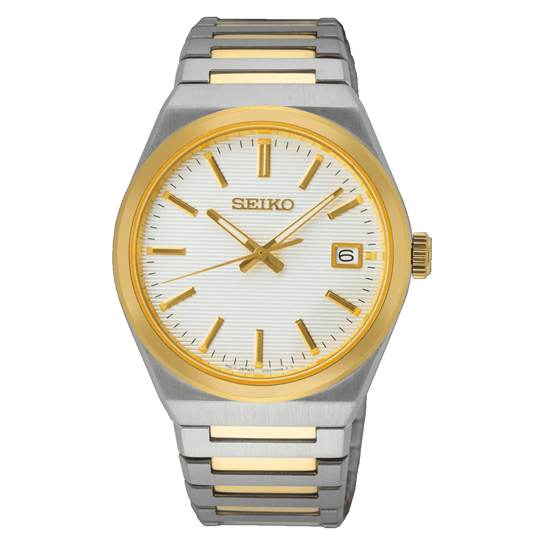 Montre Seiko Classique quartz cadran blanc bracelet acier bicolore 38,5 mm