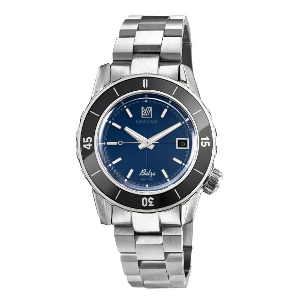 Montre March LA.B Belza Ocean automatique bracelet acier 3 maillons 40 mm