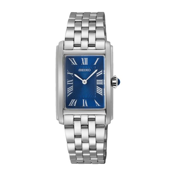 Montre Seiko Classique quartz cadran bleu bracelet acier 22 x 33 mm