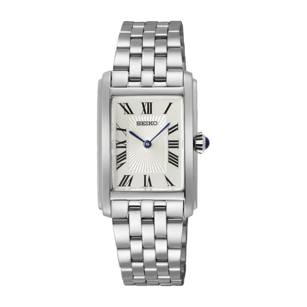 Montre Seiko Classique quartz cadran blanc bracelet acier 22 x 33 mm