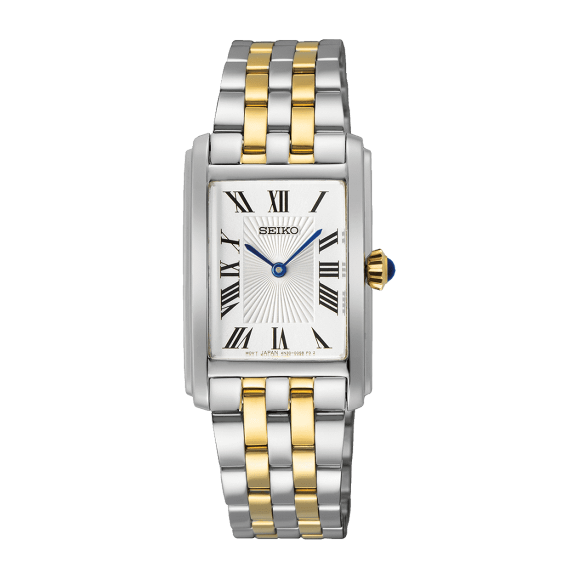 Montre Seiko Classique quartz cadran blanc bracelet acier bicolore 22 x 33 mm