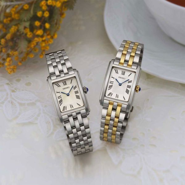 Seiko Classic quartz white dial bicolor steel bracelet 22 x 33 mm