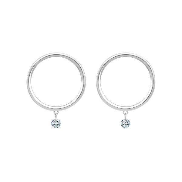 Boucles d'oreilles La Brune et la Blonde Excentrique en or blanc et diamants 2 x 0,07 carat