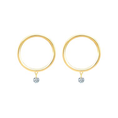 Boucles d'oreilles La Brune et la Blonde Excentrique en or jaune et diamants 2 x 0,07 carat