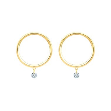Boucles d'oreilles La Brune et la Blonde Excentrique en or jaune et diamants 2 x 0,07 carat