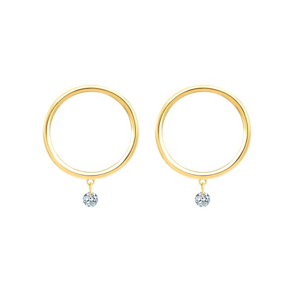 Boucles d'oreilles La Brune et la Blonde Excentrique en or jaune et diamants 2 x 0,07 carat