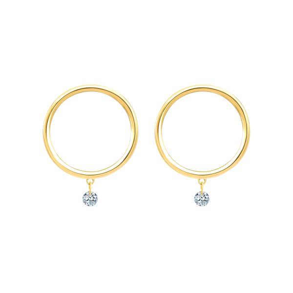 Boucles d'oreilles La Brune et la Blonde Excentrique en or jaune et diamants 2 x 0,07 carat
