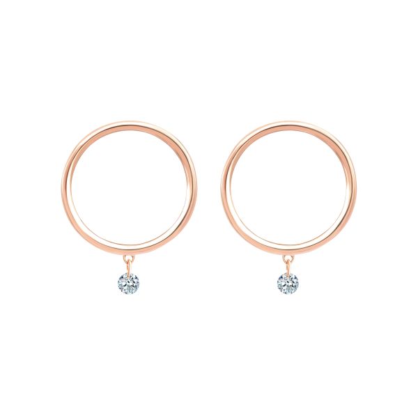 Boucles d'oreilles La Brune et la Blonde Excentrique en or rose et diamants 2 x 0,07 carat