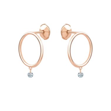 Boucles d'oreilles La Brune et la Blonde Excentrique en or rose et diamants 2 x 0,07 carat