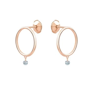 Boucles d'oreilles La Brune et la Blonde Excentrique en or rose et diamants 2 x 0,07 carat