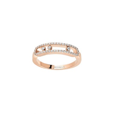Bague Messika Baby Move Pavée en or rose et diamants - Top