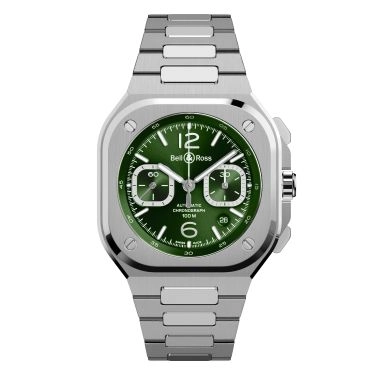 Montre Bell & Ross BR 05 Chrono automatique cadran vert bracelet acier 42 mm