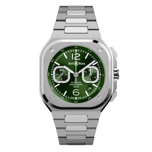 Bell & Ross BR 05 Chrono automatic green dial steel bracelet 42 mm