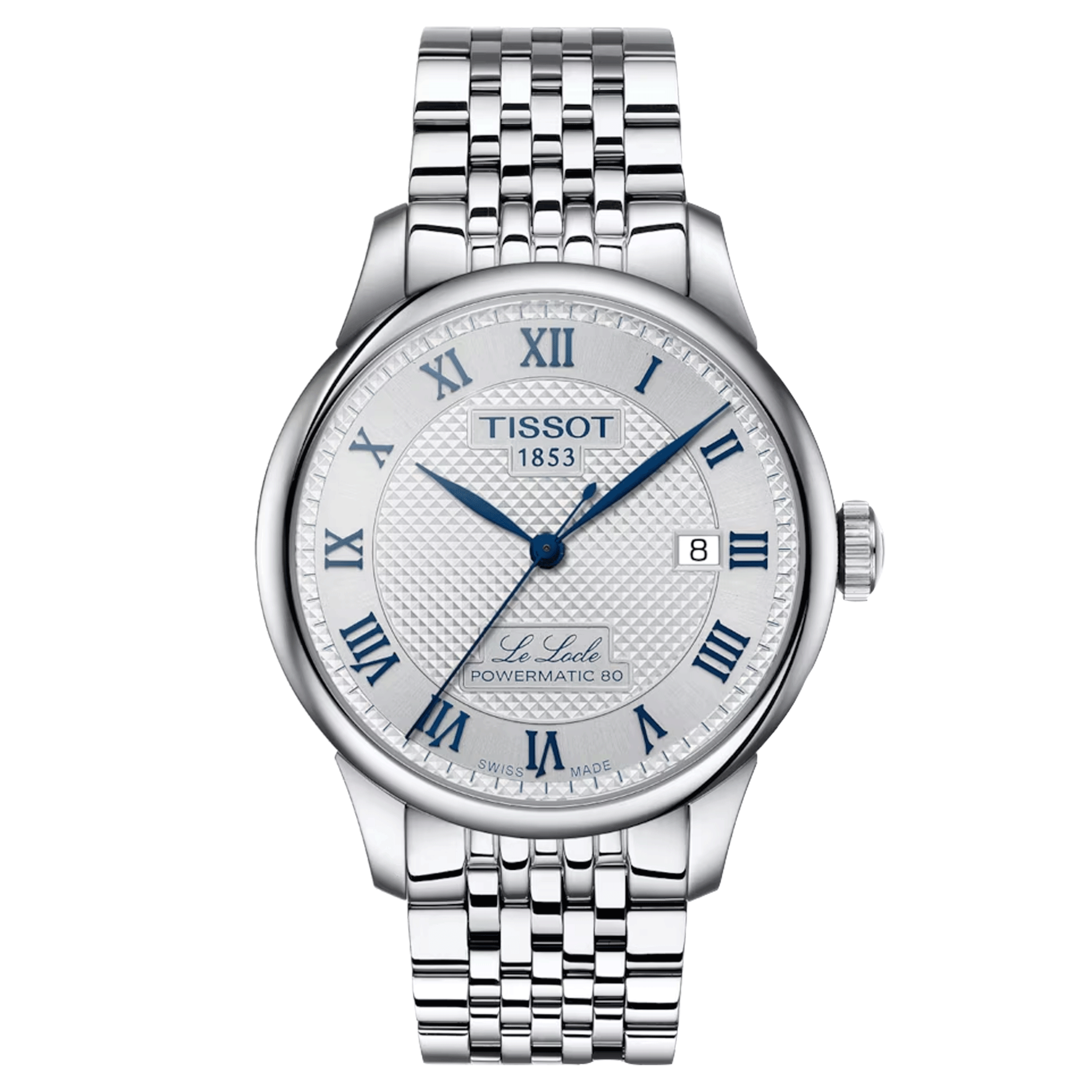 Montre Tissot T-Classic Le Locle Powermatic 80 20th Anniversary automatique cadran argent bracelet acier 39,3 mm T006.407.11.033