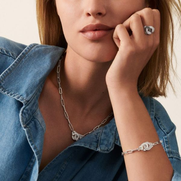 Menottes dinh van R12 bracelet in white gold and diamonds