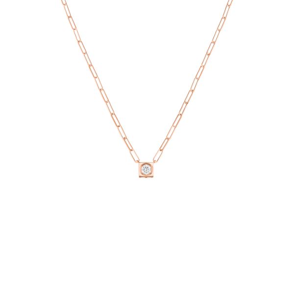 Collier dinh van Le Cube Diamant grand modèle en or rose et diamant 608215